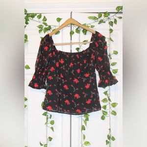 Roses Blouse Crop Top